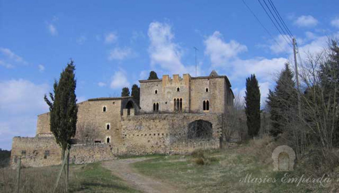 Vista del la entrada al castillo y el mismo al fondo de la imagen 