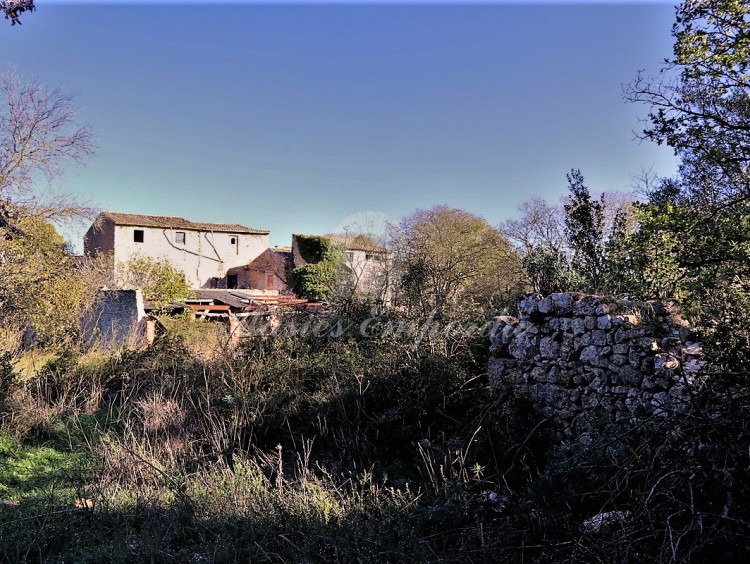 Vista de la masia des de l'interior de l'annex proper